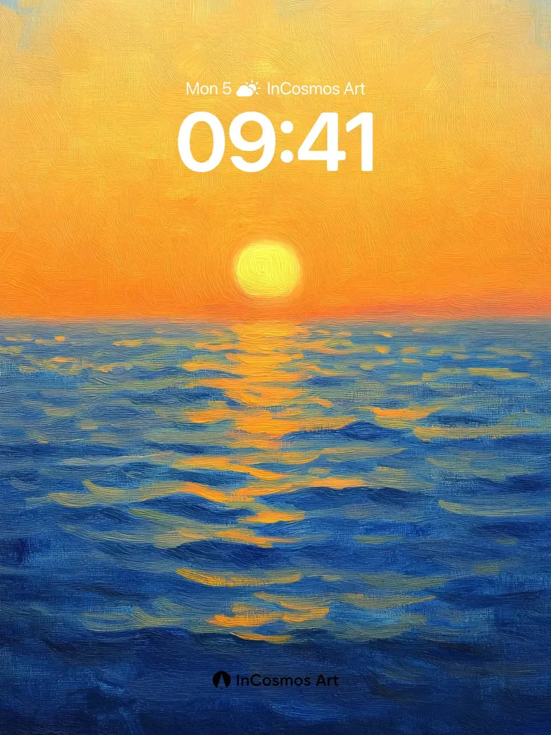 Golden Horizon Wallpaper with Sunlit Waves