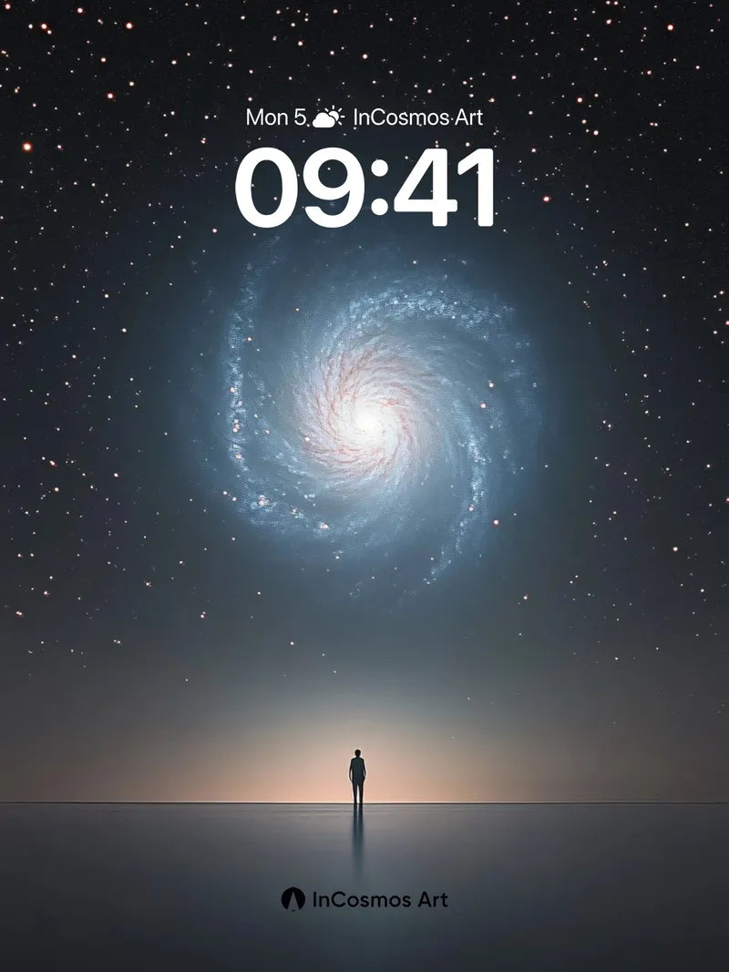 Cosmic Solitude Wallpaper with Spiral Galaxy wallpaper for iPhone, iPad & Mac