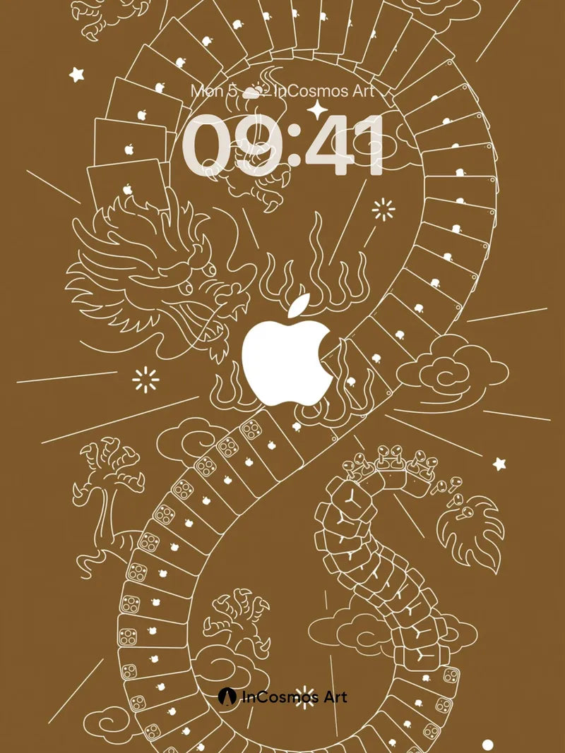 Cosmic Dragon Wallpaper with Apple Core