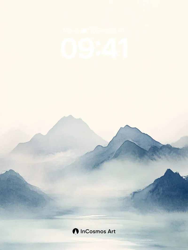 Serene Mist Mountain Wallpaper with Ethereal Light wallpaper for iPhone, iPad & Mac