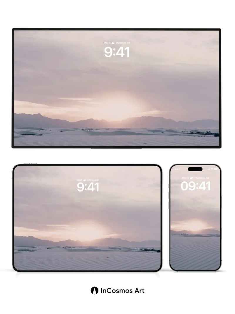 Serenity Dunes Wallpaper with Soft Light Trails