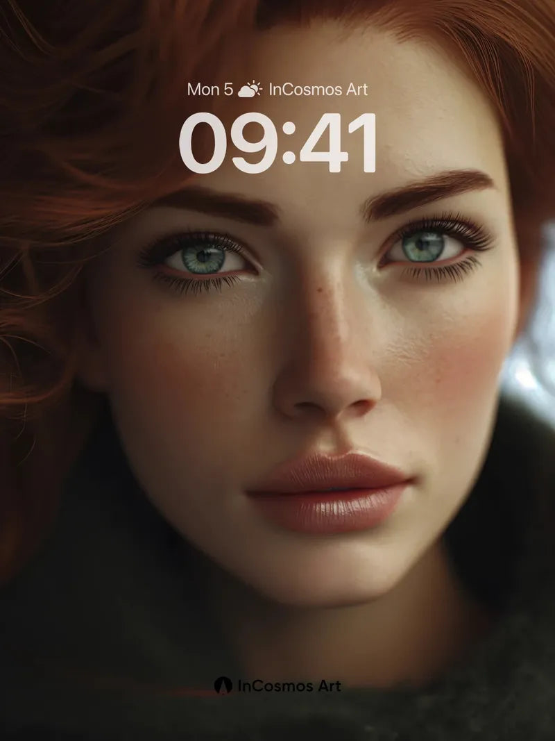Crimson Whisper Wallpaper with Emerald Gaze wallpaper for iPhone, iPad & Mac