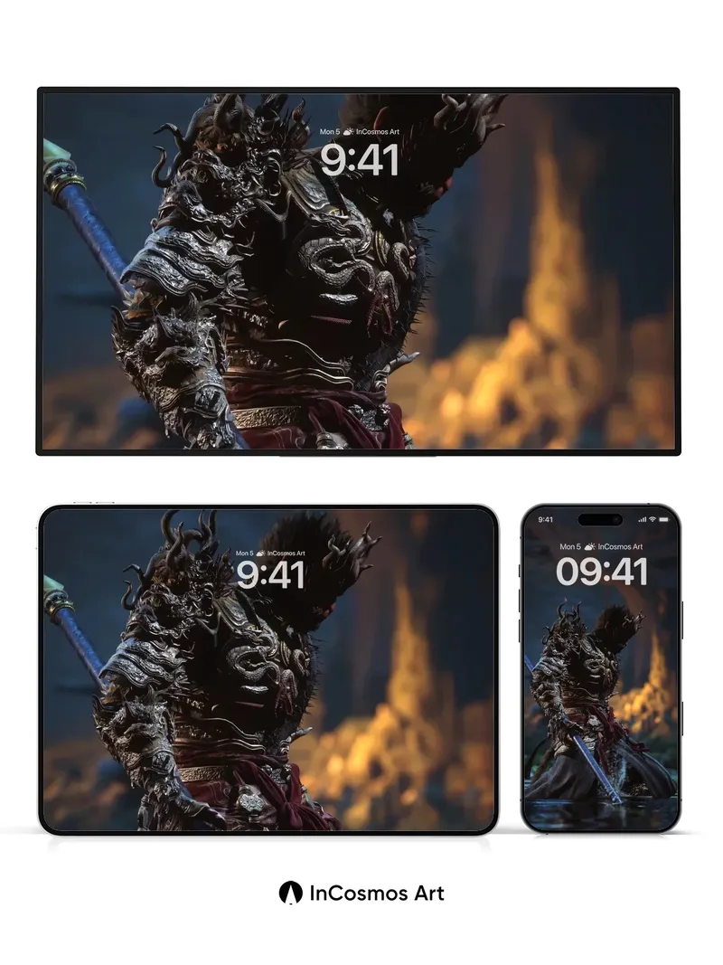 Shadowed Warrior Wallpaper with Mythic Armor