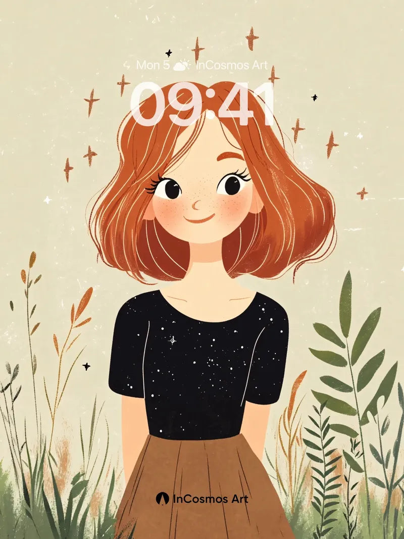 Whispering Meadow Wallpaper with Starlit Hair