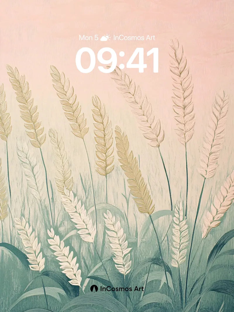 Whispering Wheat Wallpaper with Soft Gradient Sky