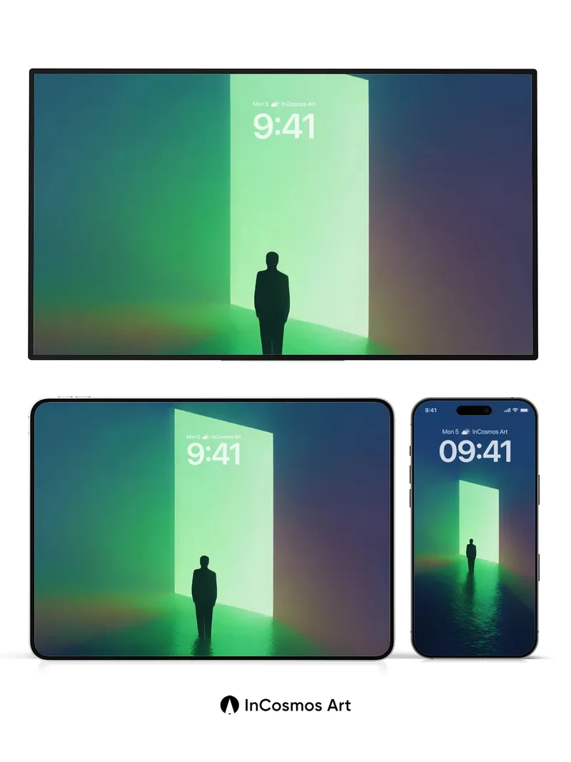 Ethereal Portal Wallpaper with Neon Reflections