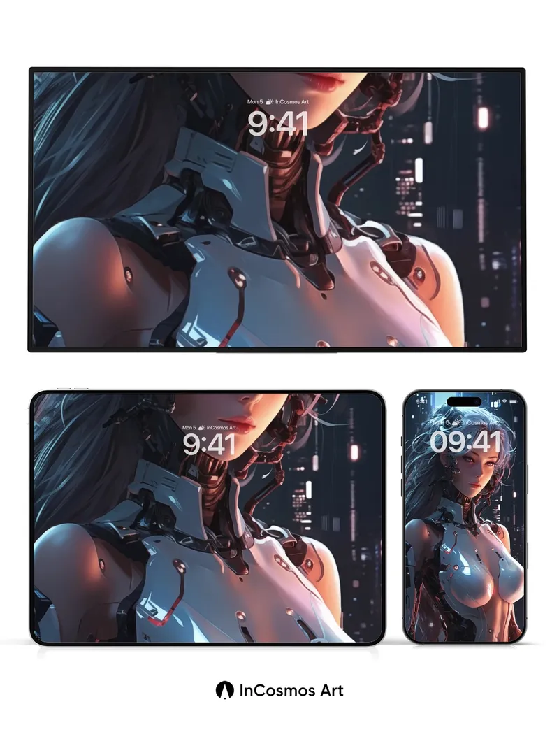 Neon Pulse Wallpaper with Cybernetic Grace