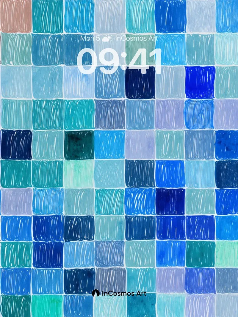 Serene Blue Mosaic Wallpaper with Gentle Ripples wallpaper for iPhone, iPad & Mac