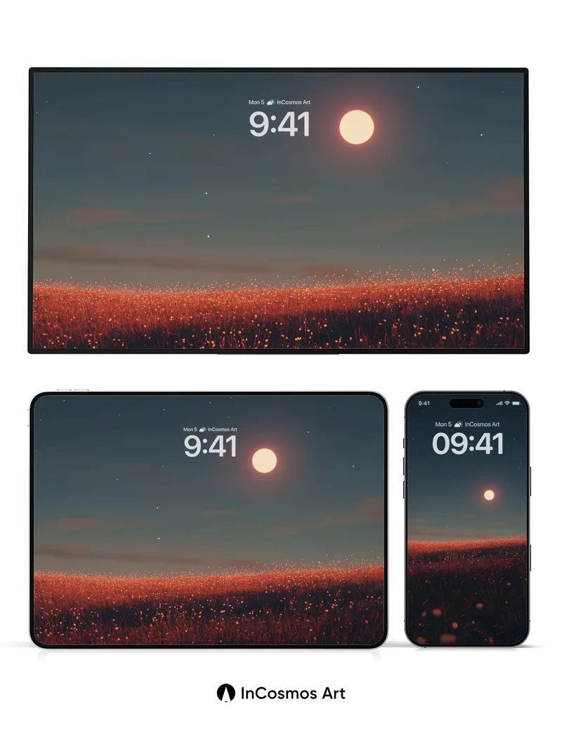 Lunar Field Wallpaper with Starlit Whisper