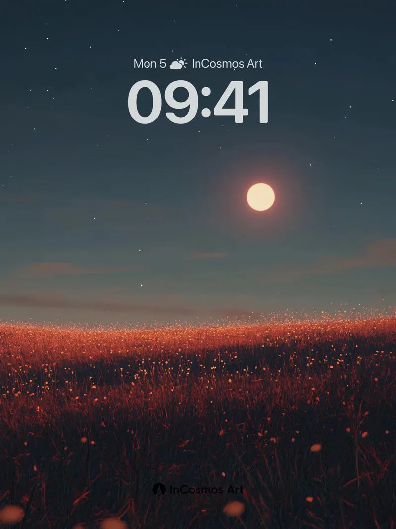 Lunar Field Wallpaper with Starlit Whisper