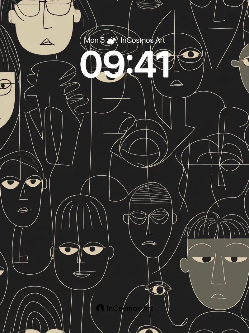 Whispering Faces Wallpaper with Line-Drawn Souls wallpaper for iPhone, iPad & Mac
