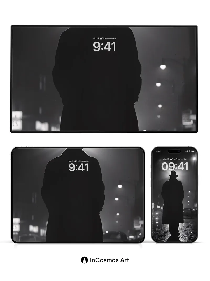 Nocturnal Shadow Wallpaper with Smoking Hat