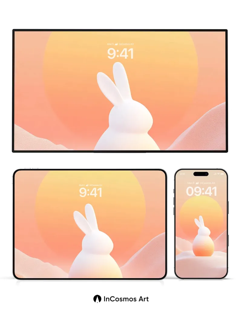 Serene Sunset Bunny Wallpaper with Soft Gradient Hues