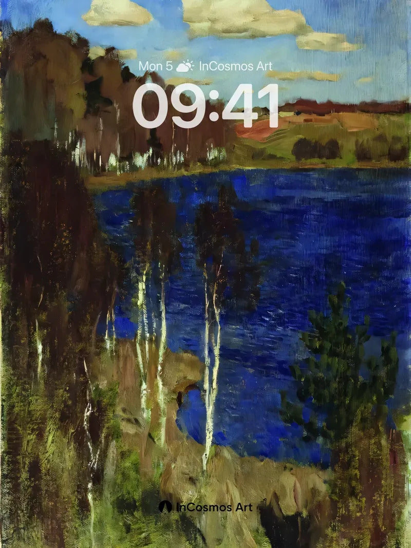 Sapphire Stillness Wallpaper with Birch Whispers