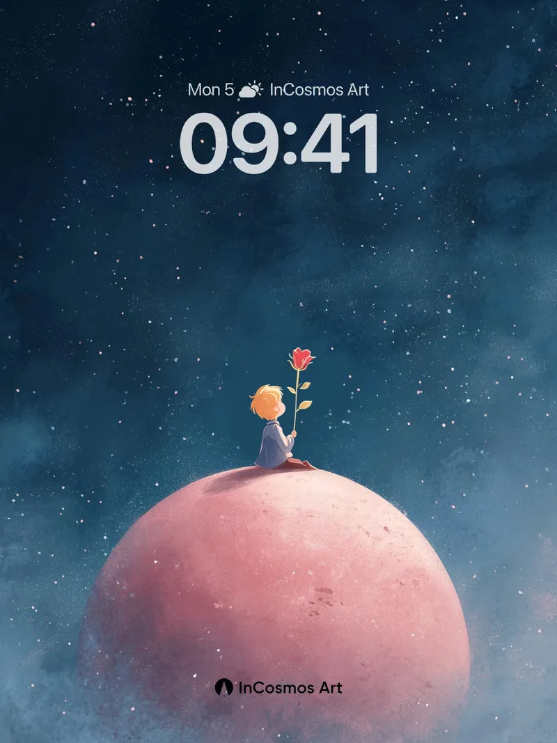 Stellar Solitude Wallpaper with Rose Bloom wallpaper for iPhone, iPad & Mac