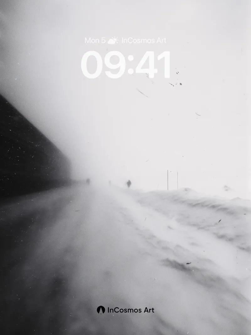 Fogbound Road Wallpaper with Ghostly Light wallpaper for iPhone, iPad & Mac