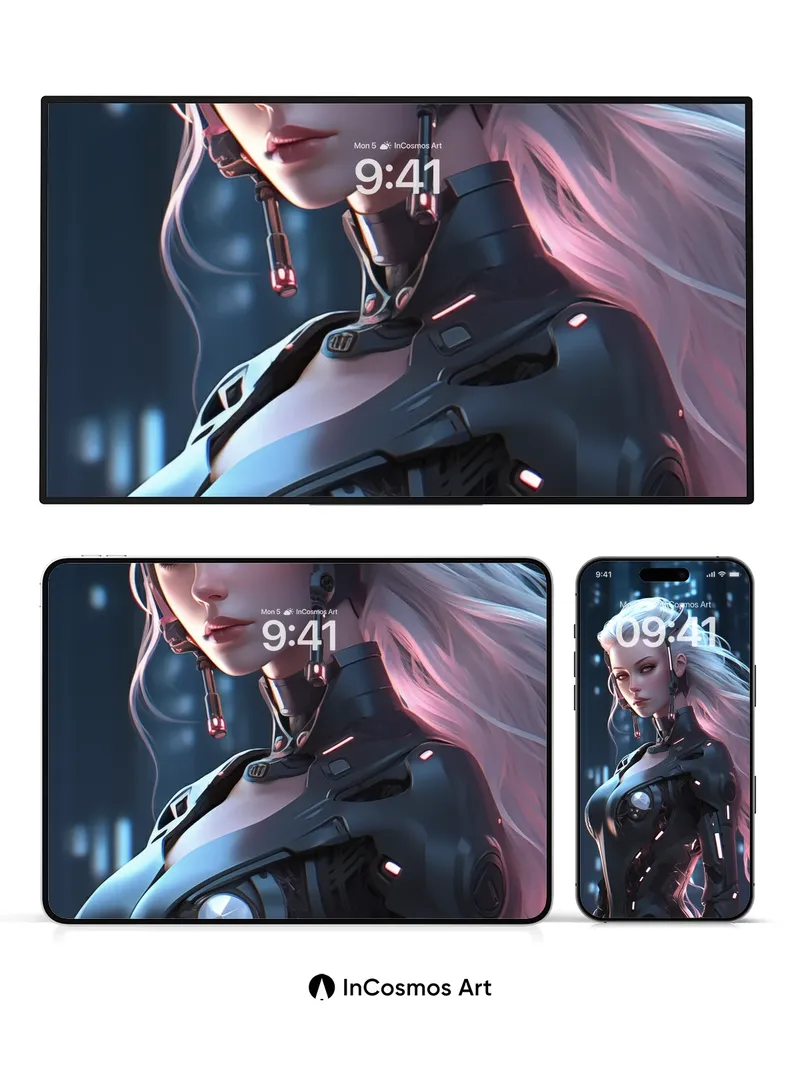 Neon Pulse Wallpaper with Cybernetic Grace