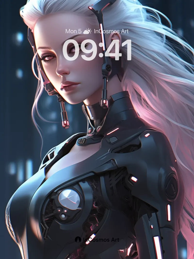 Neon Pulse Wallpaper with Cybernetic Grace