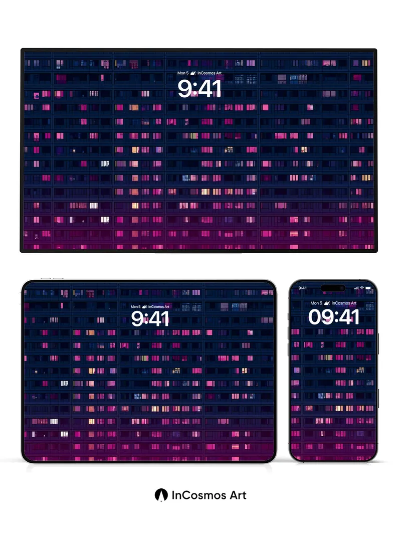Neon Grid Wallpaper with Pulse Light