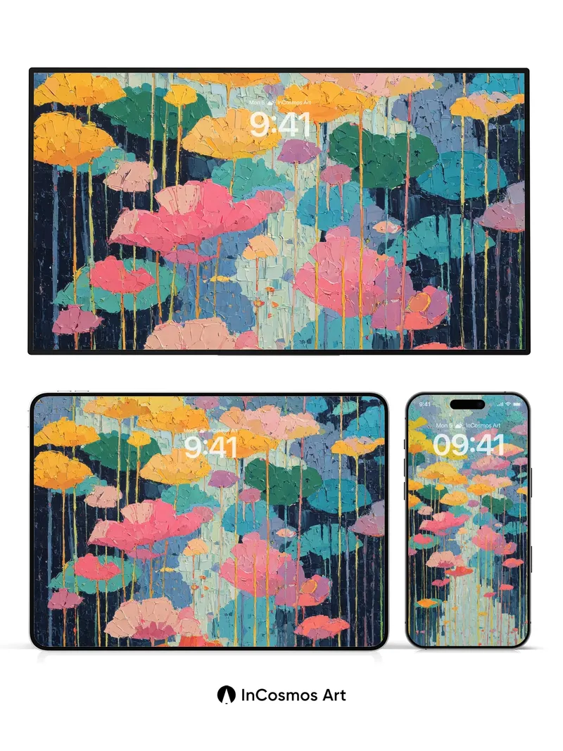 Luminous Garden Wallpaper with Floating Petals