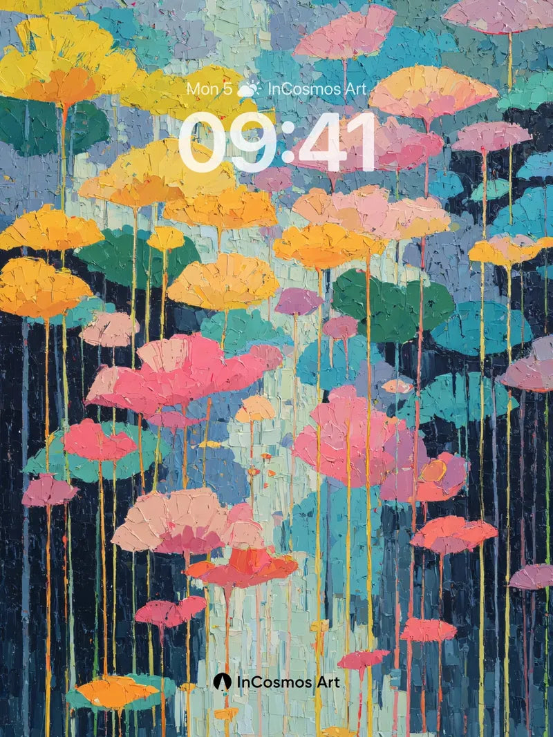 Luminous Garden Wallpaper with Floating Petals