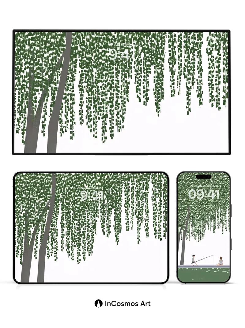 Whispering Canopy Wallpaper with Willow Threads