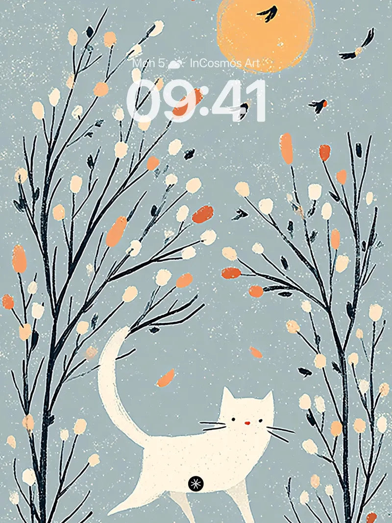 Whimsical Feline Forest Wallpaper with Celestial Glow wallpaper for iPhone, iPad & Mac