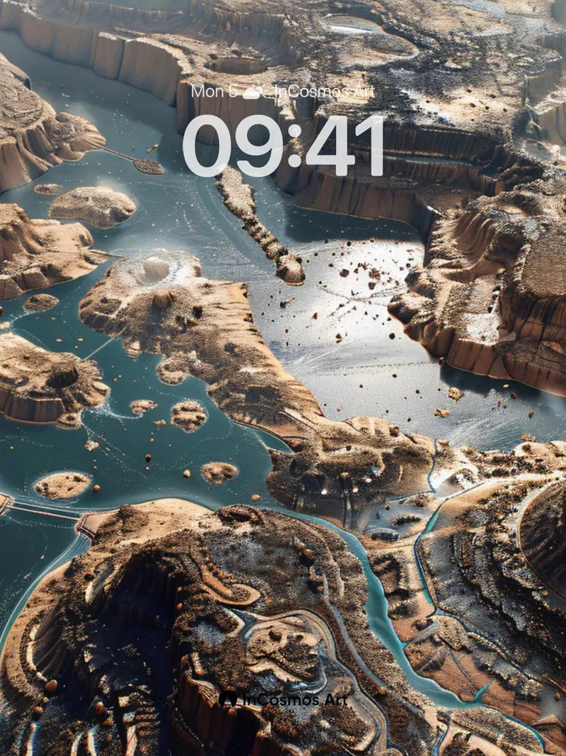 Desert Mirage Wallpaper with Floating Canyons