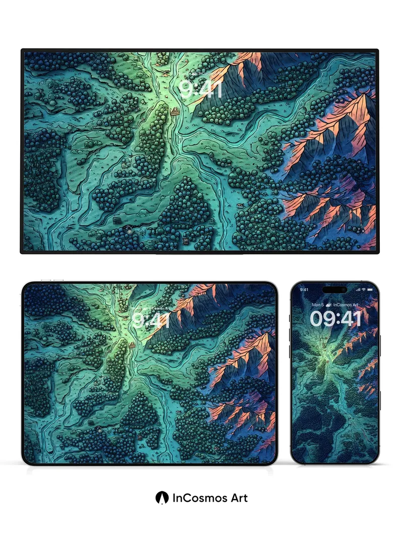 Luminous Valley Wallpaper with Celestial Rivers