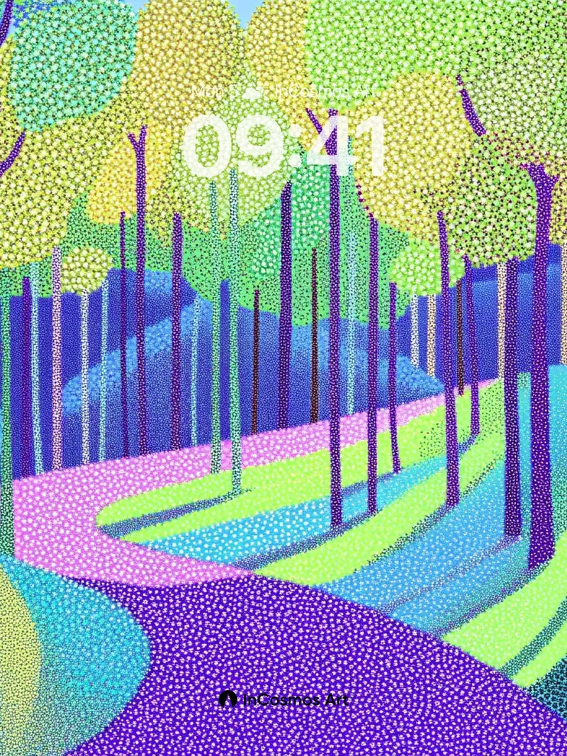 Whispering Canopy Wallpaper with Polka-Dot Forest