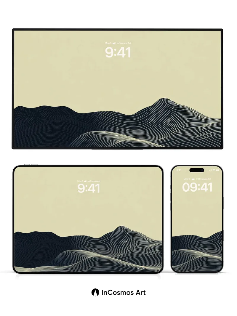 Serenity Wave Wallpaper with Hidden Lines