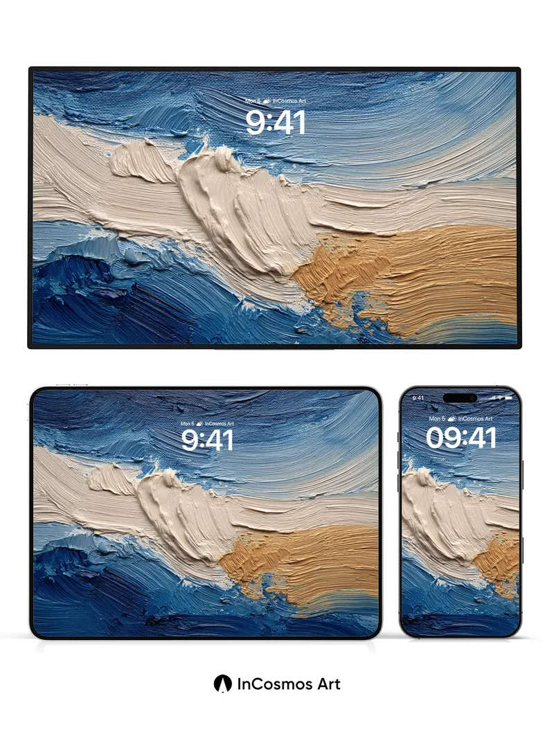 Tidal Surge Wallpaper with Sculpted Cream