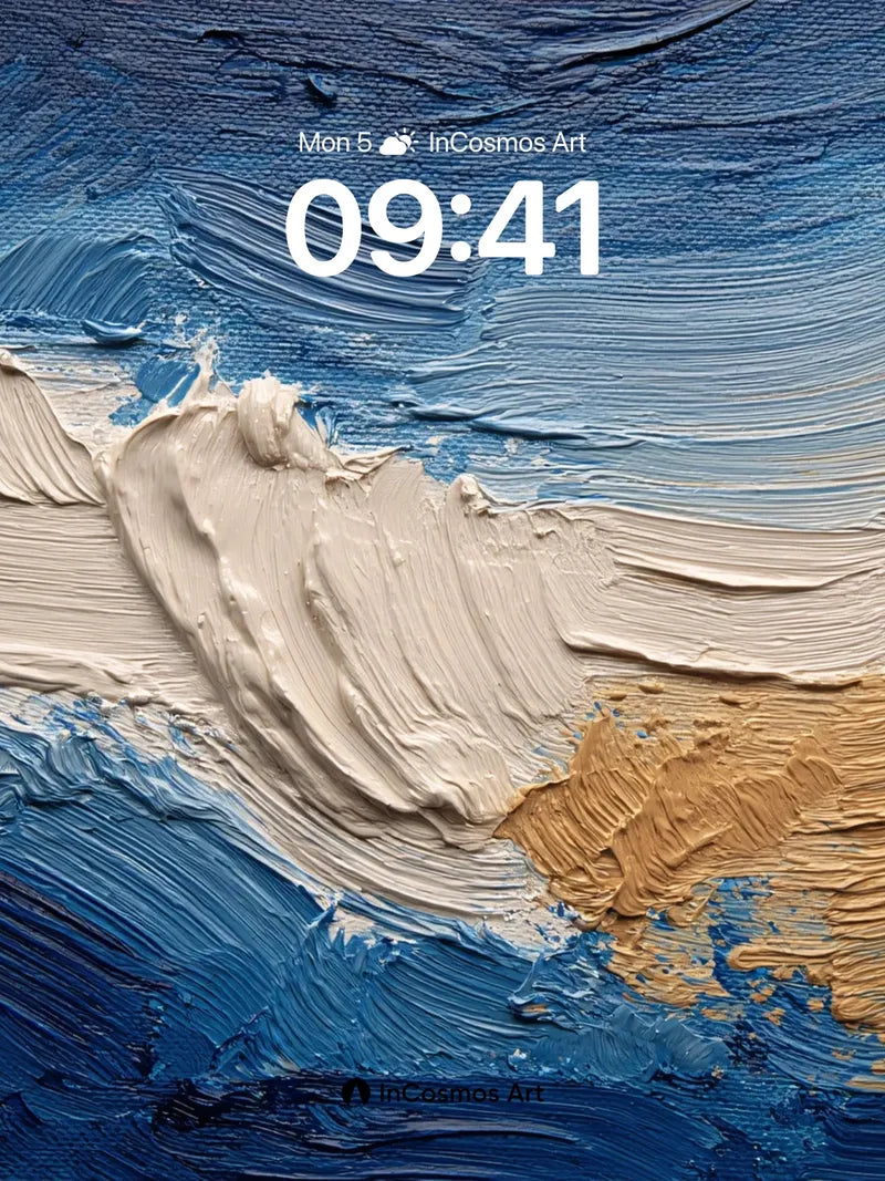 Tidal Surge Wallpaper with Sculpted Cream