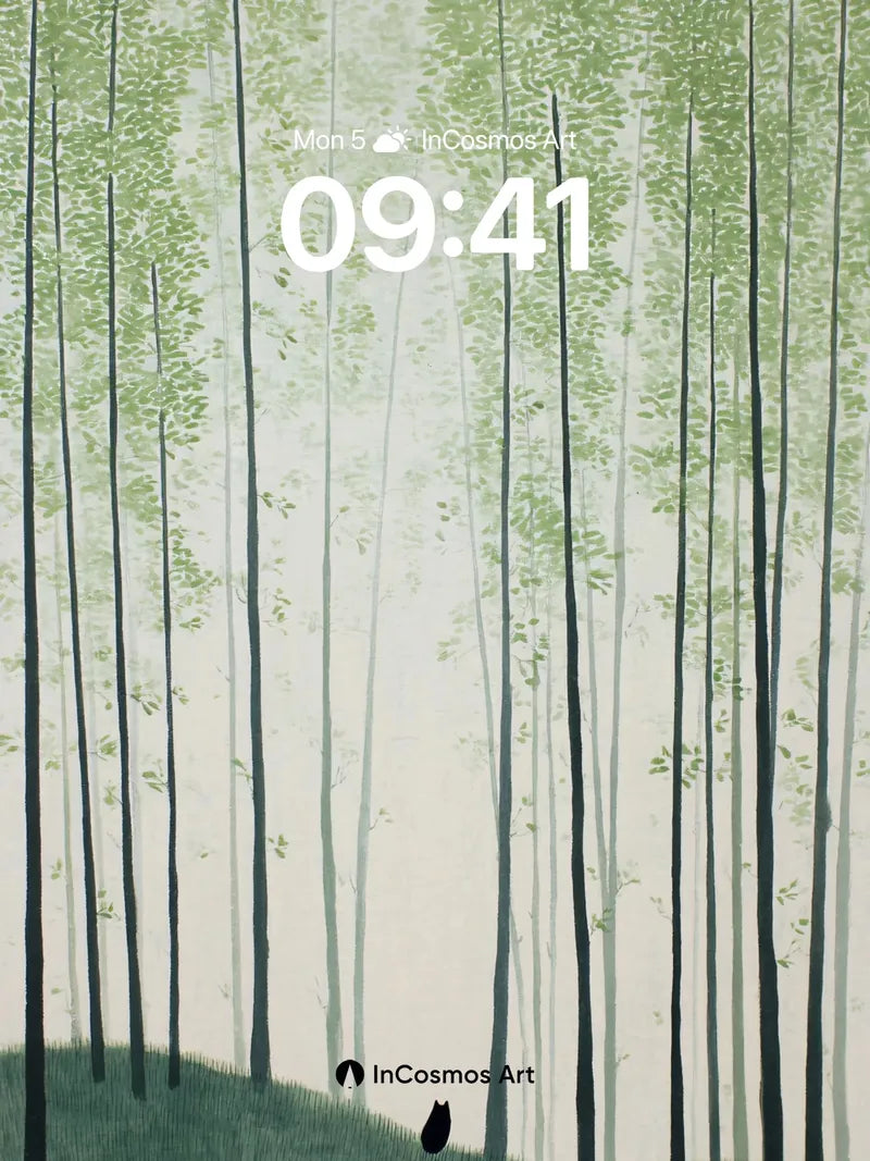 Whispering Bamboo Wallpaper with Solitary Shadow