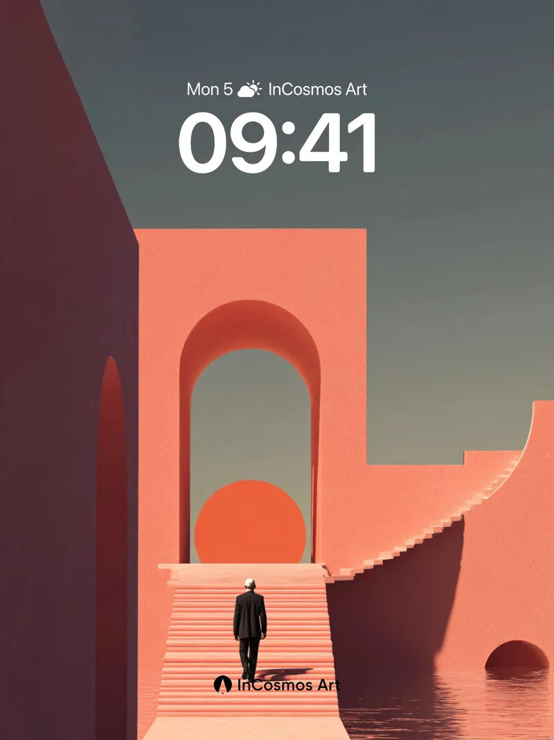 Surreal Coral Arch Wallpaper with Solitary Figure