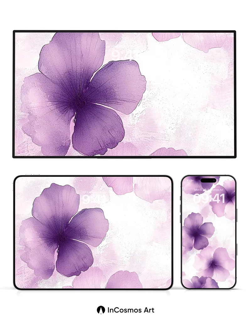 Lavender Hush Wallpaper with Watercolor Veils