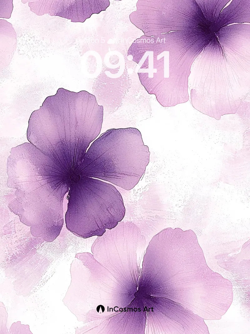 Lavender Hush Wallpaper with Watercolor Veils