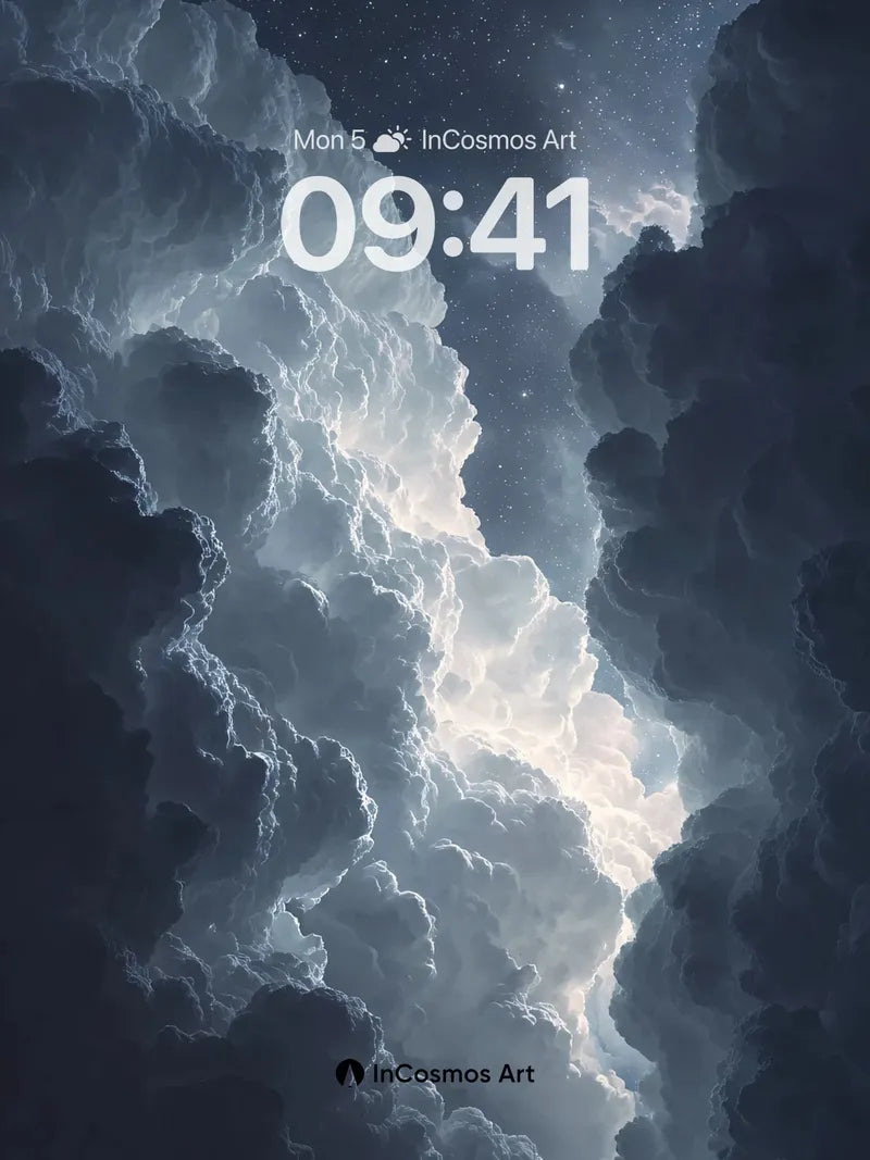 Nocturnal Cloud Veil Wallpaper in Deep Indigo wallpaper for iPhone, iPad & Mac