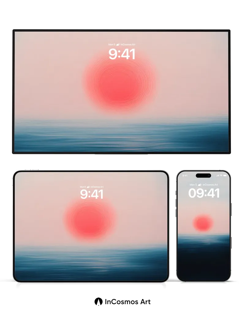 Serene Horizon Wallpaper with Blurred Sun Disc