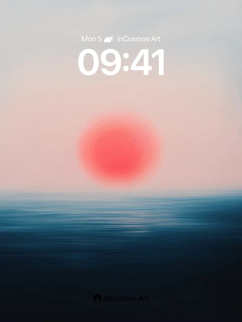 Serene Horizon Wallpaper with Blurred Sun Disc
