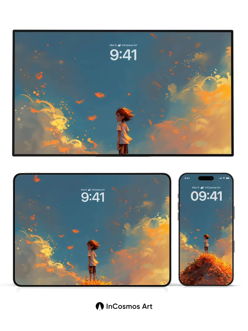 Autumn Whisper Wallpaper with Floating Embers