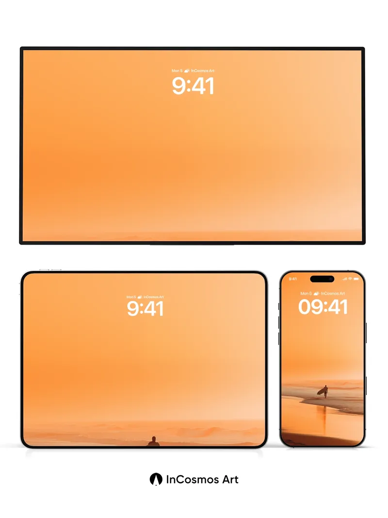 Golden Silence Wallpaper with Solitary Surfer