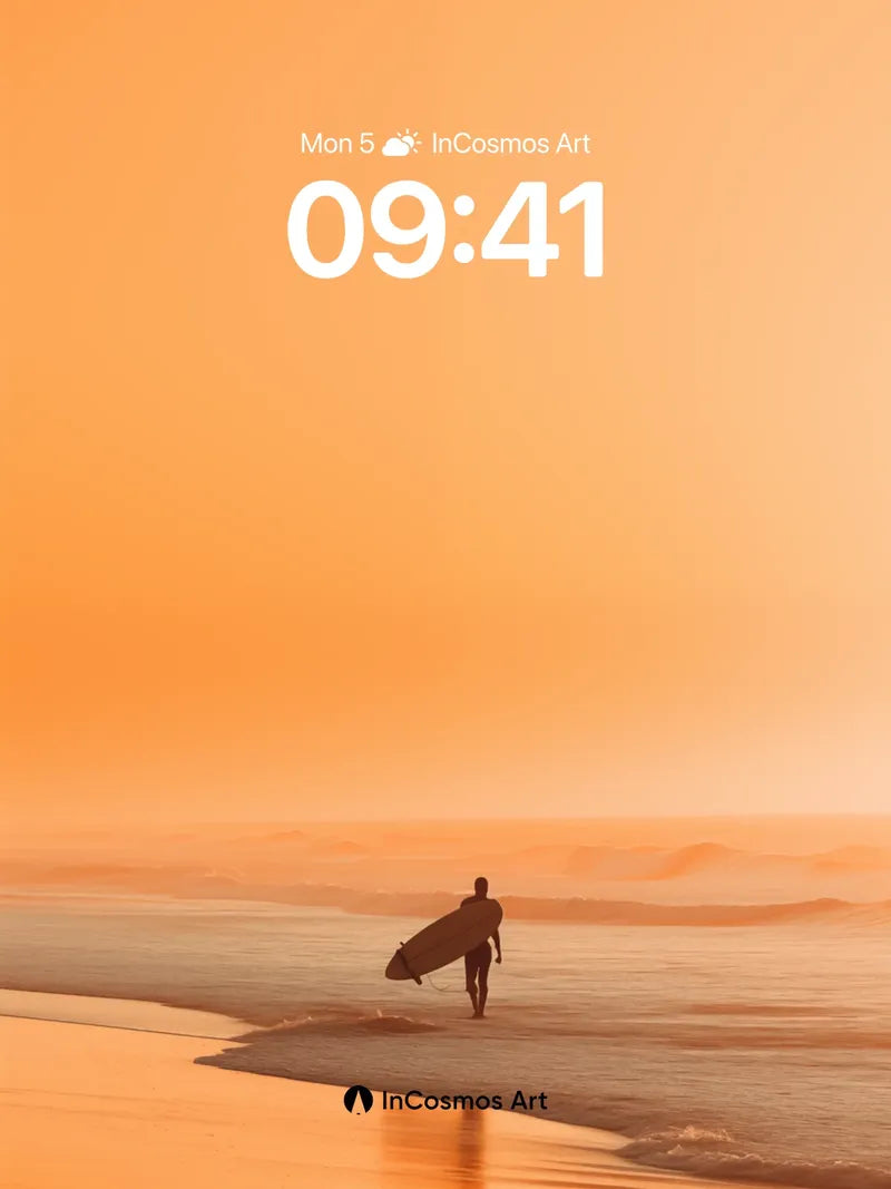 Golden Silence Wallpaper with Solitary Surfer