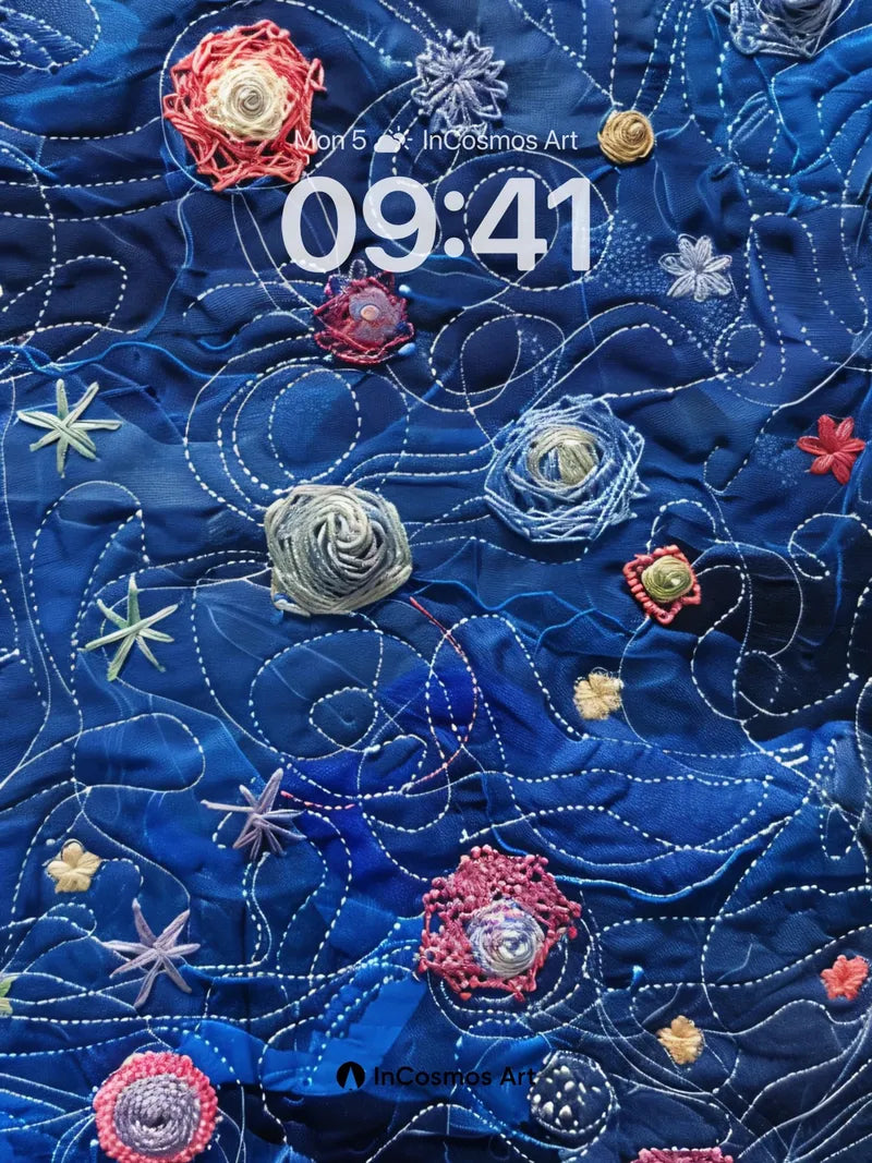 Oceanic Whispers Wallpaper with Embroidered Stars wallpaper for iPhone, iPad & Mac