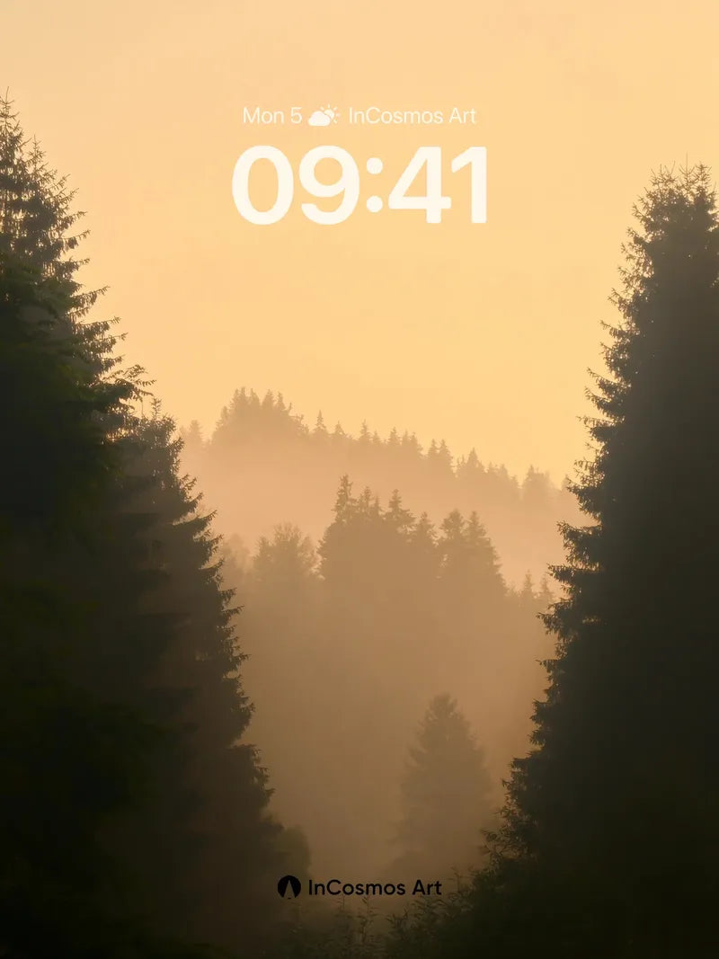 Golden Hush Wallpaper with Forest Veil