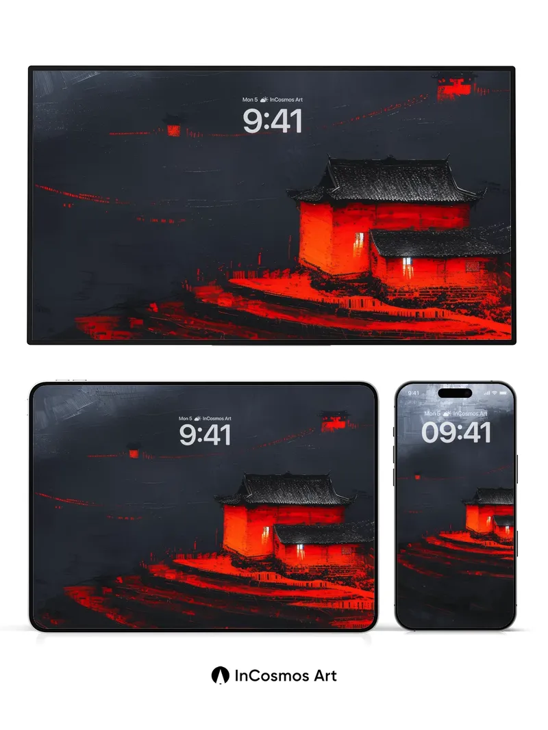 Crimson Shadow Wallpaper with Ancient Light