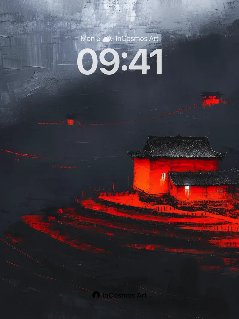 Crimson Shadow Wallpaper with Ancient Light