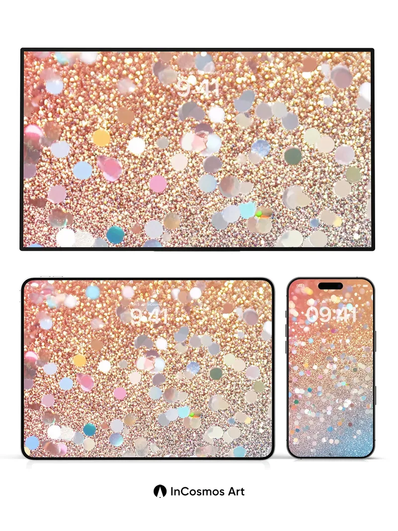 Luminous Confetti Wallpaper with Shimmering Depth