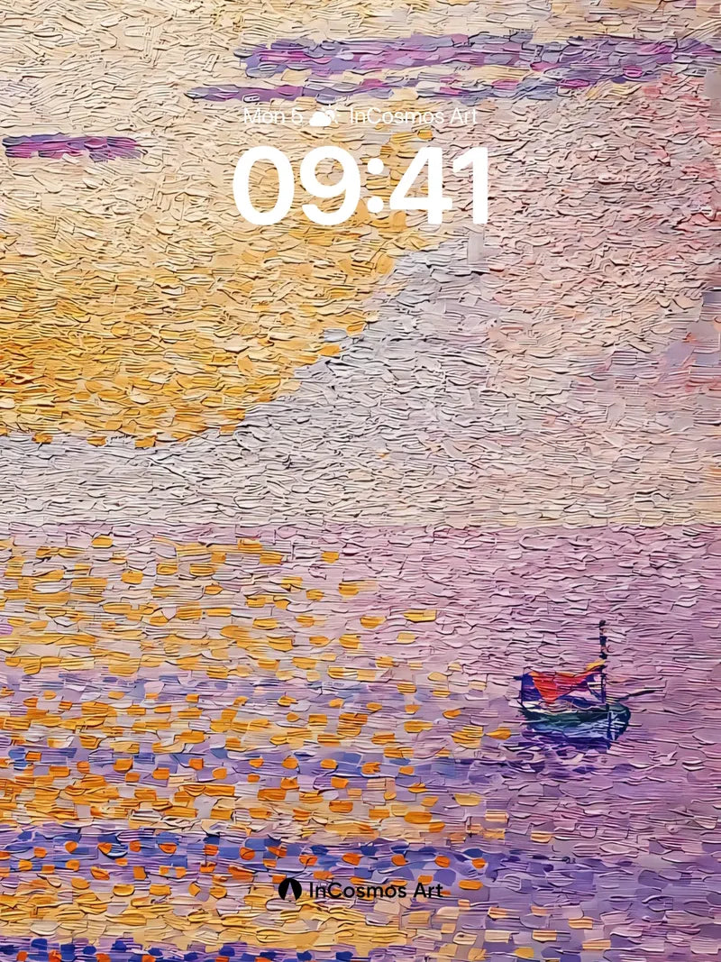 Golden Hush Wallpaper with Floating Boat wallpaper for iPhone, iPad & Mac
