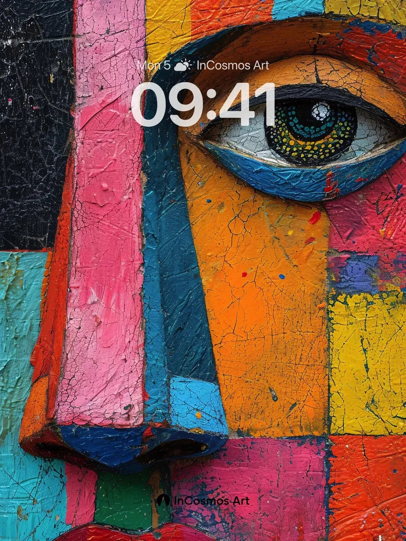 Cubist Mirage Wallpaper with Cracked Color Fields wallpaper for iPhone, iPad & Mac